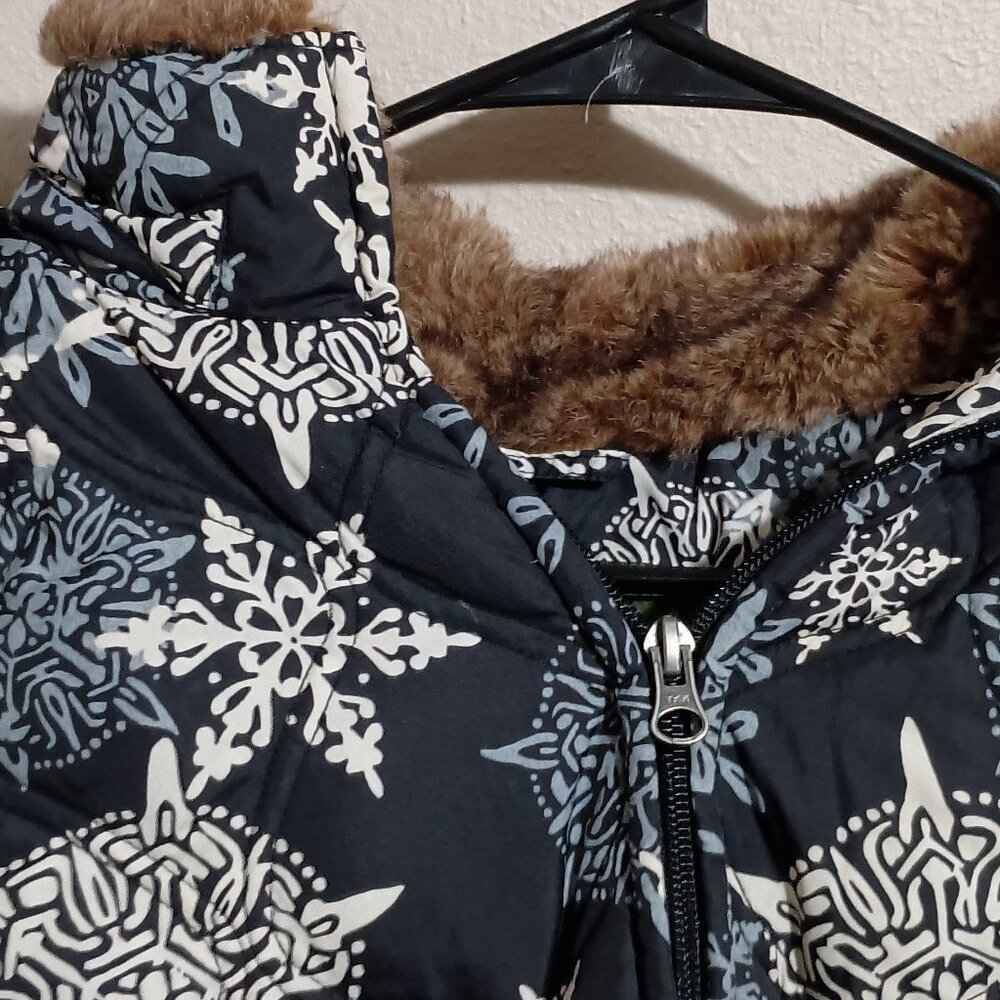 Eddie Bauer Women Goose Down Quilted Vest Size XL with Faux Fur Hood Zip Up - Picture 6 of 15